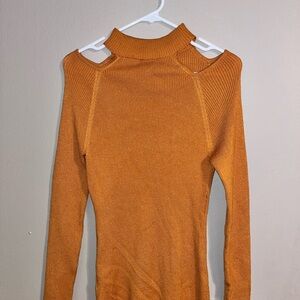 Women's Mustard Cut-Out Sweater
